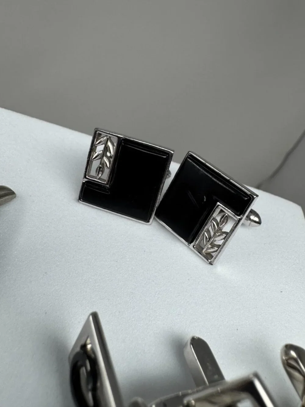 Lot of 3 Vintage Hickok USA Swank Men’s Cufflinks Silver Tone Black MCM